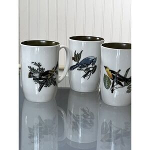 Vintage Fitz and Floyd  Neiman Marcus Set of 4 Mugs Wild Birds Series Bone China